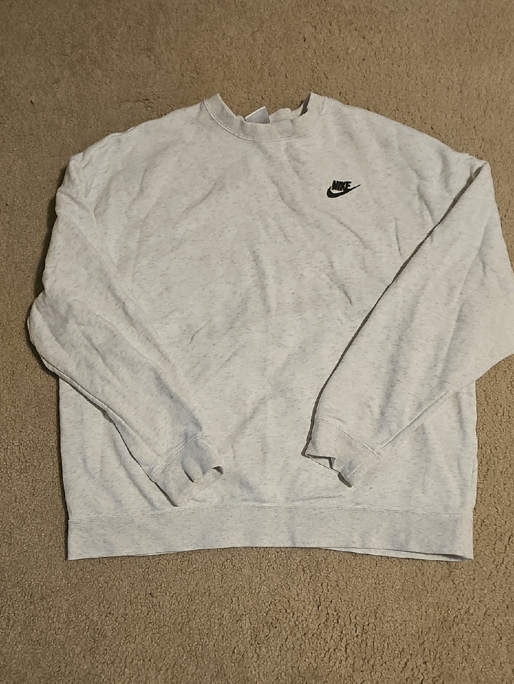 Nike Light Gray Womens Crewneck Sweatshirt with Black Logo